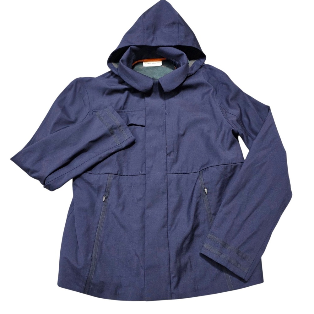 Icebreaker Merino Wool Hooded Jacket Men M Navy Blue Lyocell Blend Full Zip